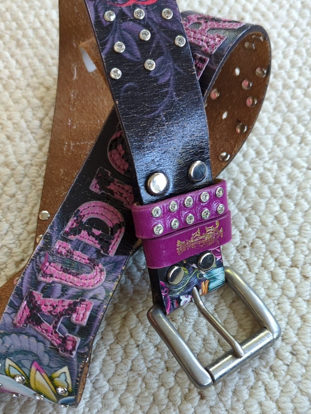 Christian Audigier Leather Belt